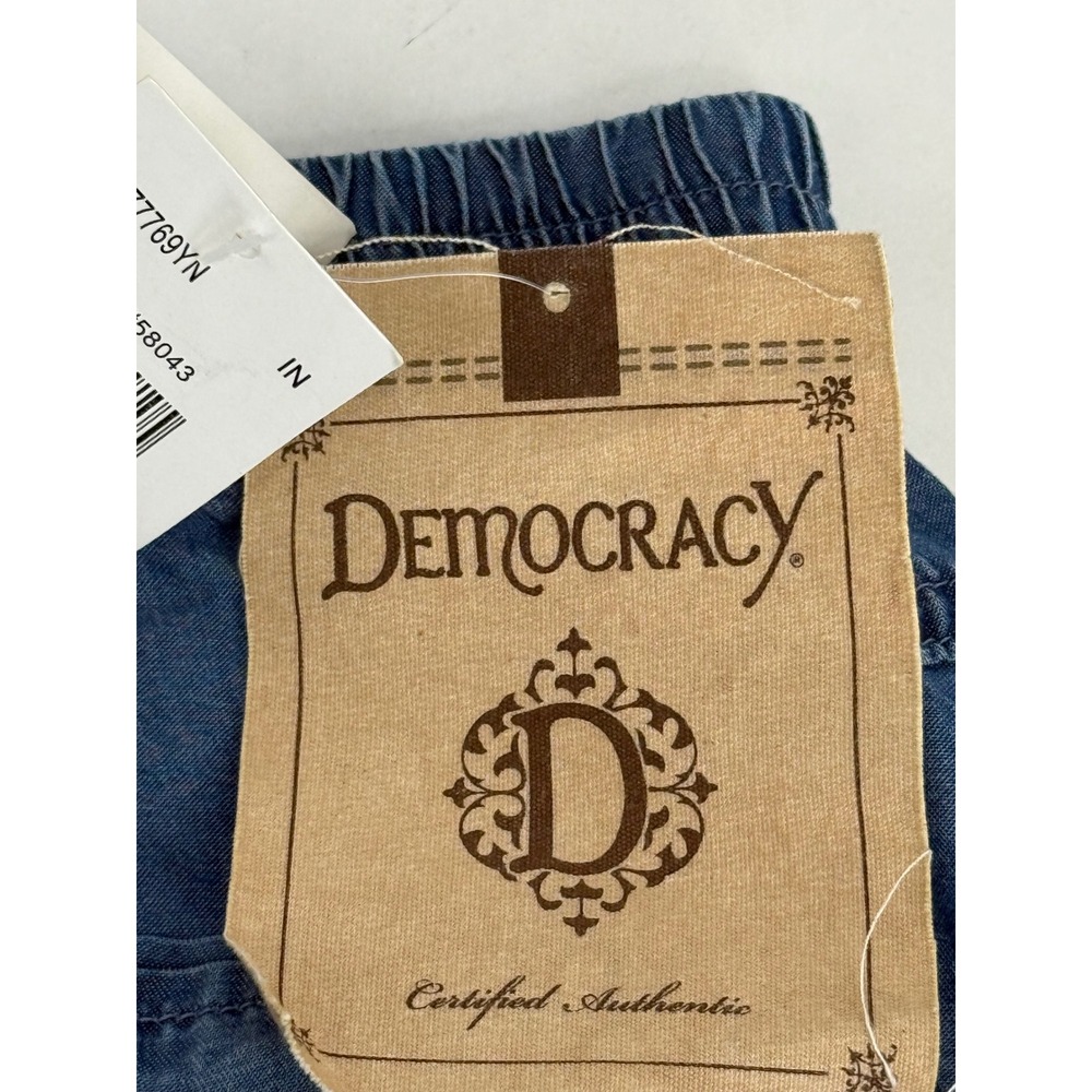 Democracy Indigo Blue Cropped Pull-On Wide Leg Pants - Picture 12 of 14